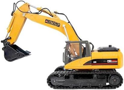Sunnydaze Dig and Drive Remote Control Excavator Toy - 1:20 Scale Light-Up RC Construction Vehicle with Controller - Ages 8 and Up