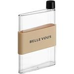 BELLE VOUS Flat Plastic Portable Water Bottle - 480ml/16oz BPA-Free Slim Reusable Bottle - Ideal for Sports, Travel/Camping & School - Fits in Any Bag