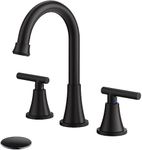 Bathroom Faucets for Sink 3 Hole, Hurran Matte Black Bathroom Sink Faucet with Pop-up Drain and Supply Lines, Stainless Steel Lead-Free Widespread Faucet for Bathroom Sink Vanity RV Farmhouse Sink