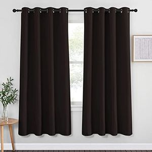 NICETOWN Bedroom Blackout Curtain and Drape - Energy Smart Thermal Insulated Solid Grommet Blackout Drapery for Living Room (1 Panel, 52-inch x 72-inch, Toffee Brown)