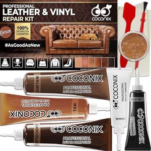 COCONIX Brown Leather and Vinyl Repair Kit - Restorer of Your Couch, Sofa, Car Seat and Your Jacket - Super Easy Instructions - Restore Any Material, Genuine, Italian, Bonded, Bycast, PU