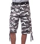 Pro Club Men's Cotton Twill Cargo Shorts with Belt - Regular and Big & Tall Sizes, White (City Camo), 44 Regular