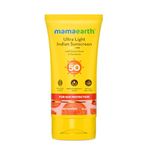 Mamaearth Ultra Light Indian Sunscreen-50 g with Carrot Seed & Turmeric | SPF 50 PA ++++| UVA & UVB Protection | No White Cast | Non-Greasy & Quick Absorbing | Super Lightweight | Suits All Skin Types