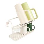 Coffee Mug Holder Stand Countertop, 2 Tier Counter Display Storage,Water Bottle Drying Rack,Cup Drying Rack with Hooks,Integrated Molding,Non-Slip Bottom,Beside The Sink