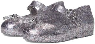 mini melissa Sweet Love BB (Toddler/Little Kid) - Sandals for Kids - Hook-and-Loop Closure - Cushioned Footbed Silver Glitter 11 Little Kid M