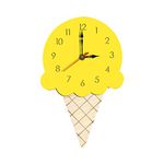 DZT1968 Decorative Wall Clock Nordic Style Ice Cream Wall Clock Silent Wooden Clock for Living Room Bedroom Home Office School