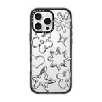 CASETiFY Impact iPhone 16 Pro Max Case [Slim / 8.2ft. 4X Military Grade Drop Protection/Wireless Charging Compatible] - Chrome Doodles - Clear Black