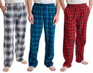 GIVEITPRO- 3 Saver Pack-100% Cotton Flannel Pajama Pant Bottoms-Yarn-dye Woven (Small, Combo D. (Grey, Blue, Coral))