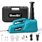 SEESII Electric Car Jack 5 Ton: 12V Hydraulic Car Jack with Remote Control & LED Light, 15.5-45 cm Lift Range Portable Tool for Sedan/SUV/Truck Emergency Roadside Tire Change & Garage Repair