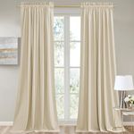 StangH Beige Velvet Curtains - Room Darkening Thermal Insulated Window Curtains for Nursery Bedroom, Elegant Home Decoration for Office/Dining Room, W52 x L84, 2 Panels