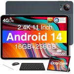 DOOGEE T30S 2024 Newest Tablet 11'' Android 14 16GB+256GB/1TB TF Octa-Core, 2.4K Display, 8580mAh, 4G-LTE Android Tablet, Bluetooth 5.0+2.4G/5G WiFi Tablet, Tablets with Pen, Keyboard, Mouse&Case-Gray