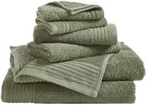 Green Bath Towel Set - 100% Featherspun Cotton 6 Piece Towel Set - 2 Bath Towels, 2 Hand Towels, 2 Washcloths - Ultra-Soft, Lightweight, & Quick-Drying Towels for Bathroom Decor (Olive)