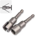 gunhunt 2 PCS Sloting Hexagonal Handle 1/4", Electric Screw Wrench Set, Slot Wrench, Wing Nuts Drill Bit Socket Wrenches Tool, for Wing-shaped Nuts, C-headic Hooks, Screw Hooks (Silver)