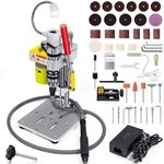 BERXOL Mini Drill Press, Benchtop Drill Press, Portable Electric Drilling Machine, with Rotary Tool Flex Shaft Attachment, B10 Chuck, Drill Bit and Clamp for Metal Wooden Jewelry DIY