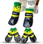 PawFlex Double Dipped Waterproof Dog Socks Comfy Pawz Soft Indoor/Outdoor Dog Booties with Rubberized Bottom| Non-Slip Silicone Grip at Inner Cuff for No Twisting or Sliding Off| Adjustable Strap