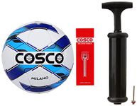 Cosco Milano Foot Ball, Size 5 (White/Blue/Black) and Cosco Hand Pump