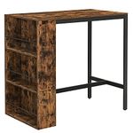 VASAGLE Bar Table with Shelf, Bar Table, Kitchen Table, 3 Open Compartments, Dining Table, Kitchen Counter for Kitchen, Dining Room, 110 x 60 x 100 cm, Industrial Design, Vintage Brown/Black LBT016B01