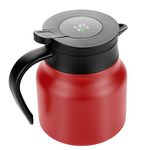 Homealexa Teapot with Infuser, Teapot with Strainers for Loose Tea, Stainless Steel Teapot Coffee Pot with Temperature Display, 800ML, Red