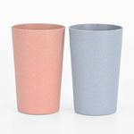 Eha Earth-Friendly Unbreakable Drinking Glass Set of 2 for Water and Juice | 250 ml Each | Tumblers Made with Rice Husk & Bamboo Fibers | Microwave Safe | for Hot & Cold | Inno-Azure