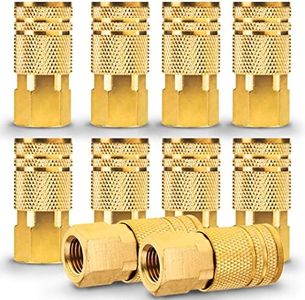 Silginnes Female Air couplers -1/4-Inch NPT Thread Quick Connect Air Coupler Plug Kit - 10-Pack, Air Tools Fittings Set, Air Compressor Accessories Fittings with Brass Finish