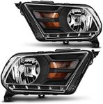 DWVO Headlight Assembly Compatible with Ford Mustang 2010 2011 2012 2013 2014 Black Housing with Clear Lens