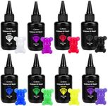 JDiction UV Resin, 8 Colours-240g UV Resin Odorless and Hard Rainbow UV Resin Kit for Jewelry Making, Coloured UV Resin Casting and Coating Crafts
