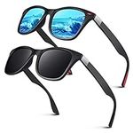 LINVO Polarised Sunglasses for Men and Women,Retro Dark Shades 100% UV Protection for Driving Fishing Running