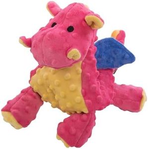 goDog Bubble Plush Dragons Squeaky Dog Toy, Chew Guard Technology - Coral, Large