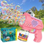 Panamalar Bubble Gun for Kids, Automatic Bubble Machine 10000+Bubbles per Minute with Lights/Solution, Portable 10 Holes Bubble Machine Gun Bubble Blower Maker Toys for Outdoor Party Wedding Summer