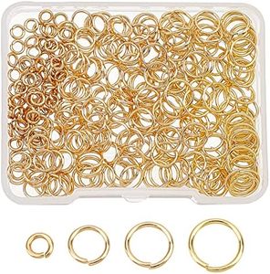AHANDMAKER 320 pièces Anneaux de Saut Ouverts en Acier Inoxydable doré, 4 Tailles d'anneaux de Saut Ouverts plaqués Or 24 carats pour la Fabrication de Bijoux, 4/6/7/8 mm