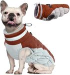 OUOBOB Dog Coat, Fleece Dog Vest with Harness Built in, Dog Cold Weather Coats, Dog Snowsuit Waterproof, Dog Coats for Small Dogs, Dog Winter Jacket Windproof, Dog Puffer Jacket Brown XS