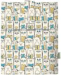 Book Sleeve Cover - Hard Books Cover for Paperback, Washable Fabric, Book Protector- Padded, Tablet Pc Case Cover for Adult (Reading Cat)