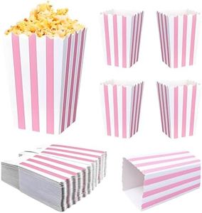 Popcorn Boxes for Party (40pk) Paper Popcorn Buckets pink and White Popcorn Bags for Popcorn Machine, Movie Theater Decor Popcorn Container, Carnival Circus Party Popcorn Bowl (40 Boxes large)