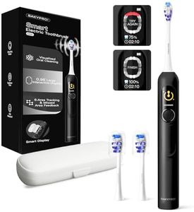 SAKYPRORAL G5S Smart Electric Toothbrush with 0.96'' Screen, Real-time Missed Area Feedback, 2 Brush Heads, 150 Days Lasting, Sonic Toothbrush with Travel Case for Adults and Kids (Black, 1 Count)