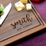 Straga Personalized Cutting Boards | Handmade Wood Engraved Charcuterie | Custom Wedding, Anniversary, Birthday Gift for Couples (Script Corner Design No.920)