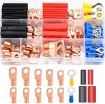 Twidec/110PCS Battery Cable Ends AWG 2 4 6 8 10 12 14 16 Gauge Copper Cable Wire Lugs,Ring Terminals Connectors,Copper Ring Terminals with Heat Shrink N-067-110PCS