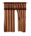 Chezmoi Collection Sedona Polyester Blend 4-Piece Southwestern Wild Horses Window Curtain Set (Brown)