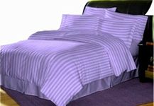 Trance Home Linen Zippered 100% Cotton 200TC Satin Stripe King Size Duvet Cover Quilt Cover Blanket Cover Razai Comforter Cover with 2 Pillow Covers (102 x 110 inch, Lilac Purple)