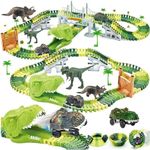 Dinosaur Toys,Dinosaur Train,Race car Track, Create A Dinosaur World Road Race,Flexible Track Playset and 2 pcs Cool Dinosaur Cars for Kids 3-5 Best Gift