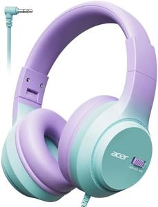 Acer Kids Headphones, 74/85/94dB Volume Limiter, Foldable Wired Over Ear Headphones for Travel, 3.5mm Jack, Toddler Headphones for School, iPad, Chromebook, Tablet, Purple Green
