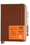 NEORAH - A5 Dot Grid PROFESSIONAL Journal -135 Gsm-(210x148 mm)-Hardcover Dotted Noteook-|Back Pocket|3 Silk Book Mark |208 Pages- Completely HANDMADE for journaling,writing,Note Taking - BROWN