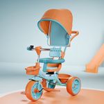 Lifelong Kids Parental Control Tricycle with Canopy,Harness,EVA Wheels, Bell & Storage Basket|Baby Trike|Age Group 1 Years to 4 Years Carrying Capacity Upto 25 kg (Green/Tan)