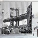 ABAKUHAUS Landscape Shower Curtain, Brooklyn New York Usa Landmark Bridge Street with Cars Photo, Cloth Fabric Bathroom Decor Set with Hooks, 78 Inches, Charcoal Grey White