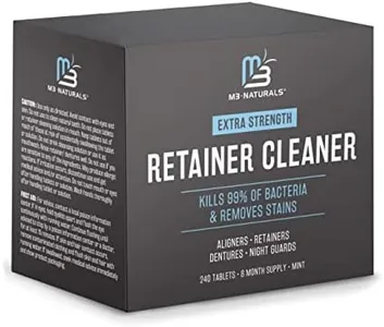 Retainer and Denture Cleansers 240 Tablets Removes Bad Odors Discoloration Stains Plaque for Cleaning Invisalign Mouth Guard Night Guard and Removable Dental Appliances by M3 Naturals