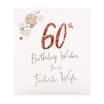 60TH Birthday Card for Wife from The Hallmark Studio - Embossed Text Design On Textured Board