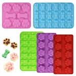 ANTHYTA Puppy Dog Paw and Bone Silicone Molds,5 Pcs Silicone Trays Candy Molds Trays with 3 Shape,3D Puppy Dog Paw Cake Moulds DIY Baking Tools for Dog Ice Lollies,Chocolate,Candy,Pudding