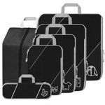 SINZUX Compression Packing Cubes, 6 PCS Black Packing Cubes for Luggage and Backpack, Travel Cubes Organiser Bags, Suitcase Organiser Bags Set Packing Cubes for Suitcases Backpack Luggage