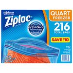 Ziploc Double Zipper Heavy Duty Quart Freezer Bags (216 Bags)