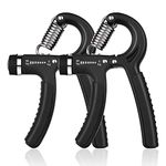 Vicloon 2PCS Adjustable Hand Grip Exerciser with Stainless Steel Springs Hand Squeeze Finger Force Strengthener (Black)