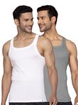 XYXX Men's Solid Regular (XY_CR11_Vest_02_Polar White+Ash Grey L)